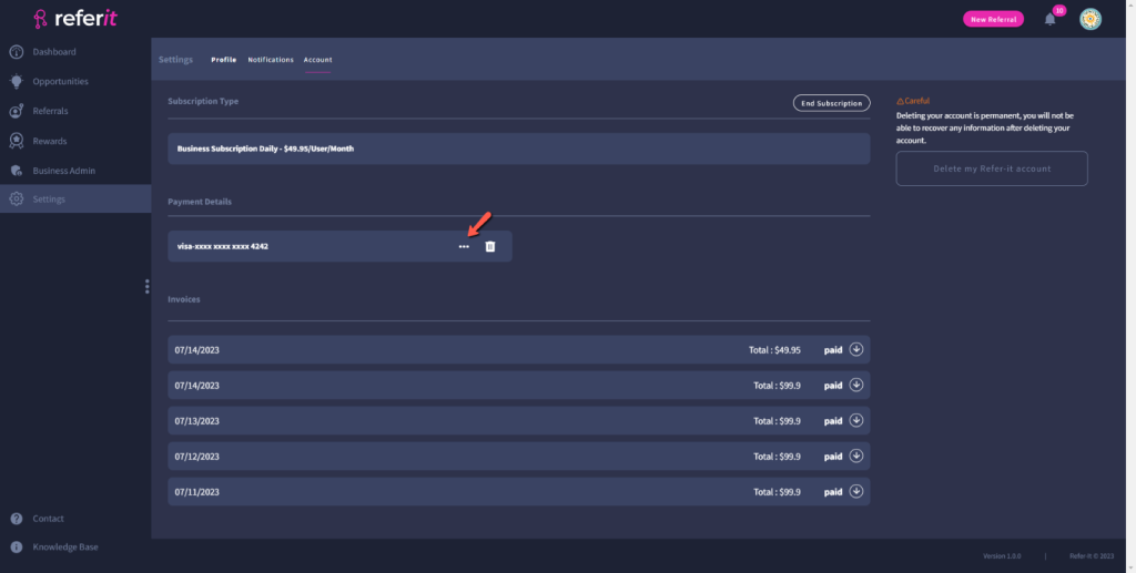 Edit Payment Method (1) 